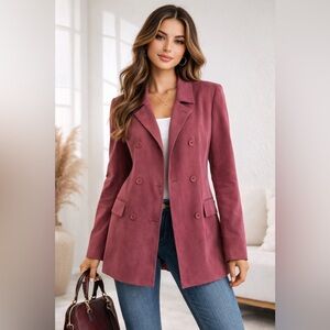 Due Per Due Silk Blazer Mauve Double Breasted Size 10